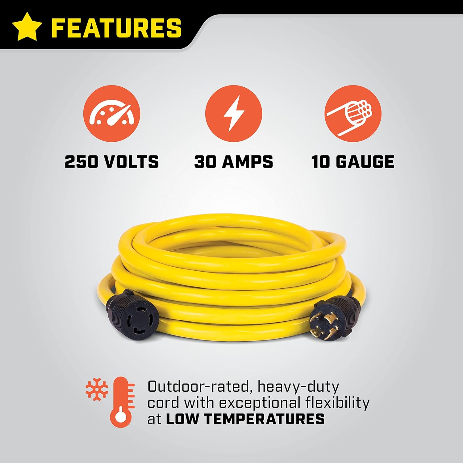 Champion Power Equipment 25-Foot 30-Amp 250-Volt Generator Power Cord for Manual Transfer Switch (L14-30P to L14-30R) Gronata