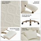EXCEBET Big and Tall Executive Office Chair with Footrest, 400LBS Capacity Ergonomic High-Back Desk Office Chair with Lumbar Support, Padded Armrests & Thick Cushion, White PU Leather Chairs Gronata