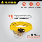 Champion Power Equipment 25-Foot 30-Amp 125/250-Volt Fan-Style Generator Extension Cord (L14-30P to four 5-20R) Gronata
