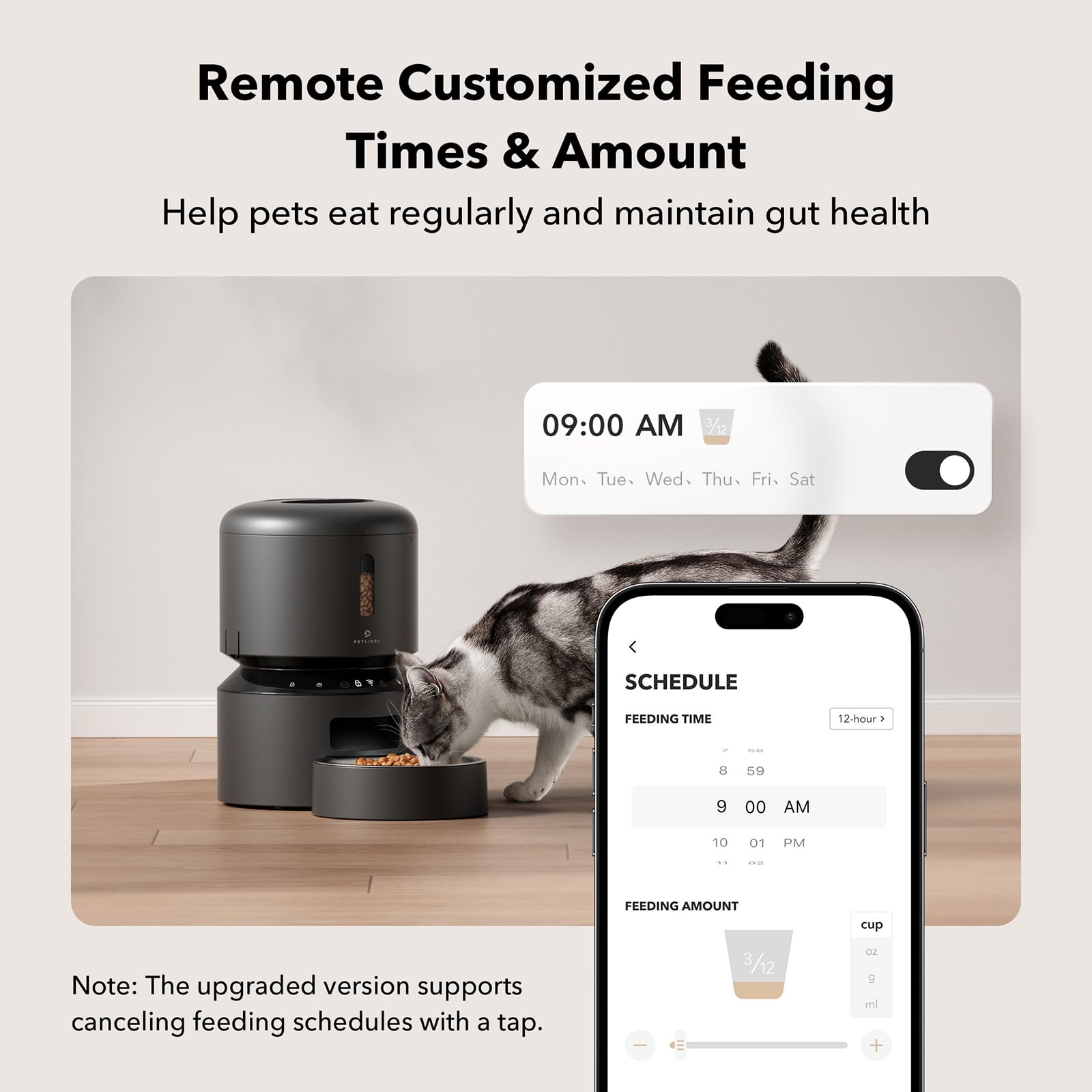 PETLIBRO Automatic Cat Feeder, 5G WiFi Automatic Dog Food Dispenser with Freshness Preservation, 5L Timed Pet Feeder with Low Food Sensor, Up to 10 Meals Per Day Gronata