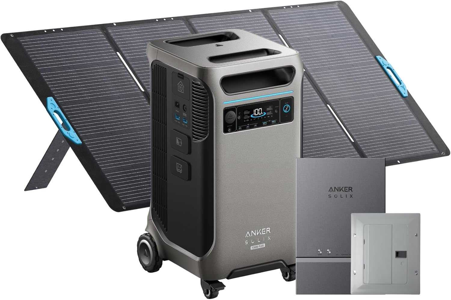 Anker SOLIX F3800 Plus Portable Power Station with Home Power Panel and 400W Solar Panel, 3840Wh, 6000W AC Output, Generators for Home Use, 3,200W Solar Input, For Power Outages and Emergencies Gronata
