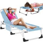 DoCred Heavy Duty Chaise Lounge Chair, Adjustable 5-Position Folding Chaise Lounge Chairs for Outside, Portable Lay Flat Beach Lounge Chair for Outdoor Sunbathing Beach Pool Lawn Camping Gronata
