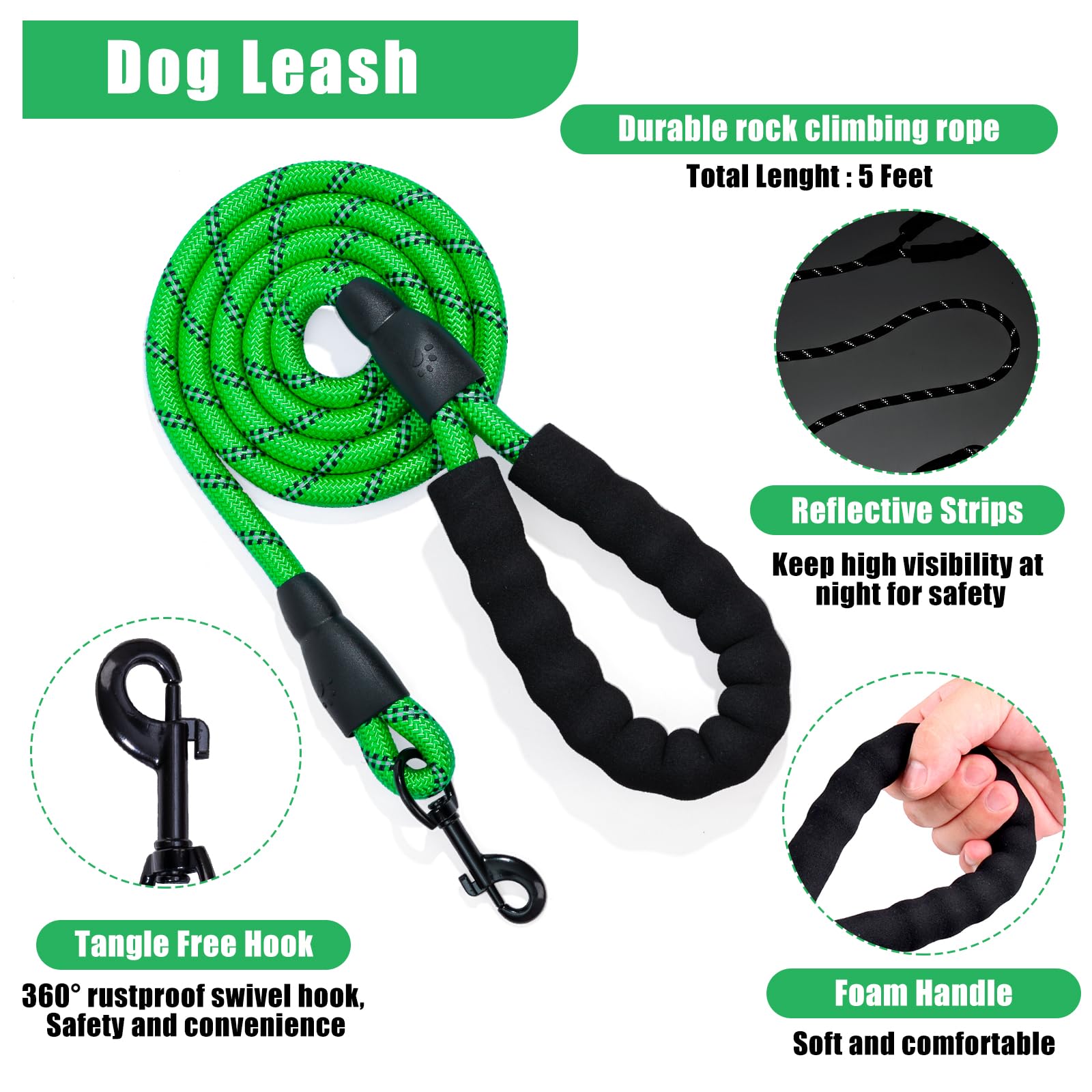 YXFDOYT No Pull Dog Harness Adjustable Collar & Leash Set - Dog Halter Harnesses Collapsible Bowls & Poop Bag Dispenser Muzzle ID Tags Toys Fits Small Medium Large Dogs (Pink-L) Gronata