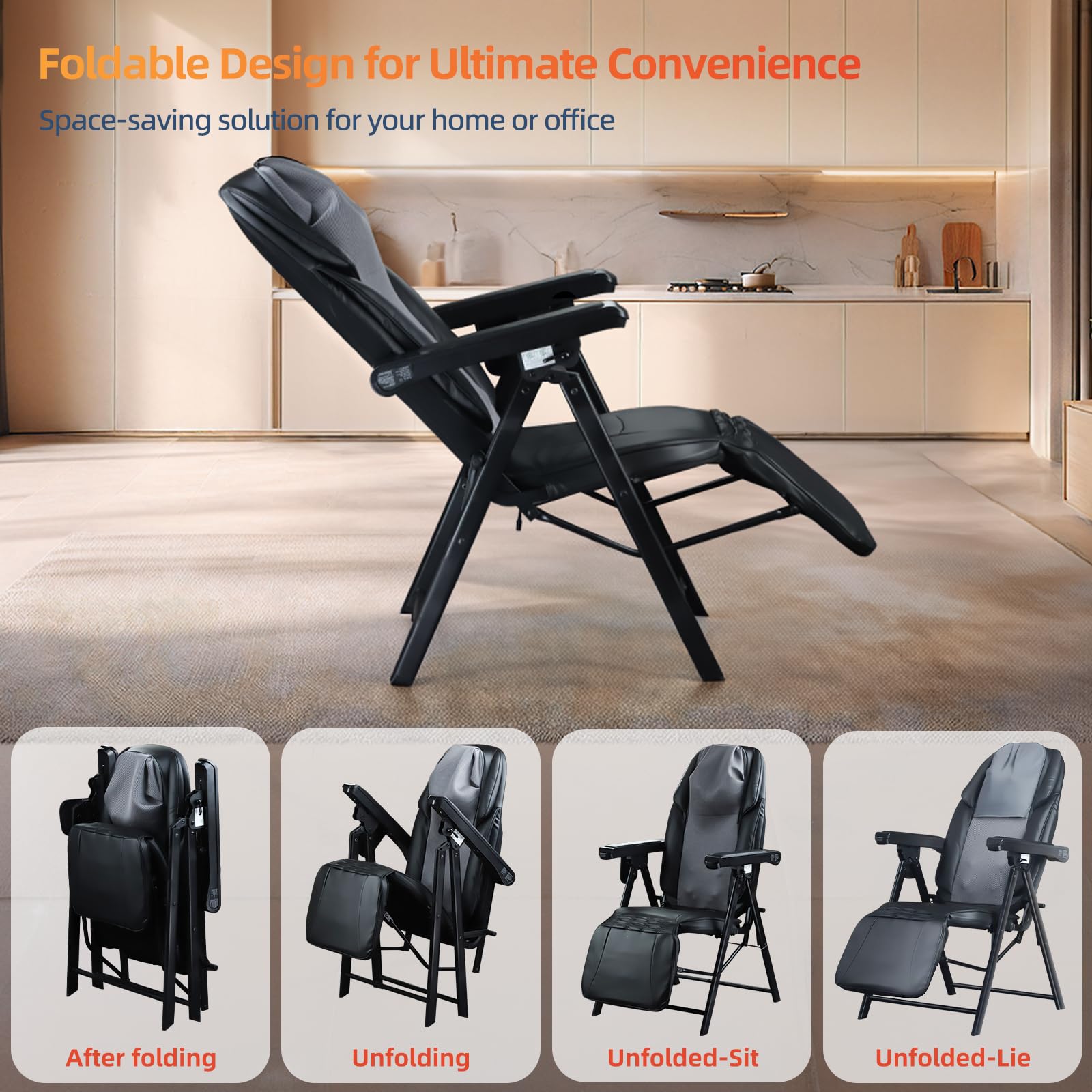 Ezencon Foldable Electric Massage Chair with Heat, Shiatsu, Kneading, Vibration, Full Body Relaxation, Adjustable Backrest & Neck Height,for Dad Mom Women Men Gronata