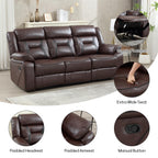 EBELLO Faux Leather Recliner Sofa Furniture Set for Living Room, 2 Recliner Chairs, 3 Seat Reclining Sofa Couch Set for Meeting Room, Brown Gronata