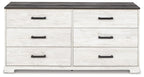 Signature Design by Ashley Shawburn Rustic 5 Drawer Chest of Smooth-Gliding Drawers and Safety Stop, White & Gray Gronata