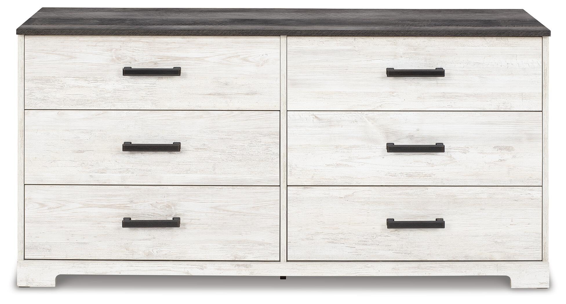 Signature Design by Ashley Shawburn Rustic 5 Drawer Chest of Smooth-Gliding Drawers and Safety Stop, White & Gray Gronata