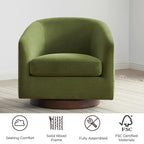 CHITA Swivel Accent Chair, Fully Assembled Fabric Barrel Armchair with FSC Certified Upholstered for Living Room, Bedroom and Office, Cream Gronata