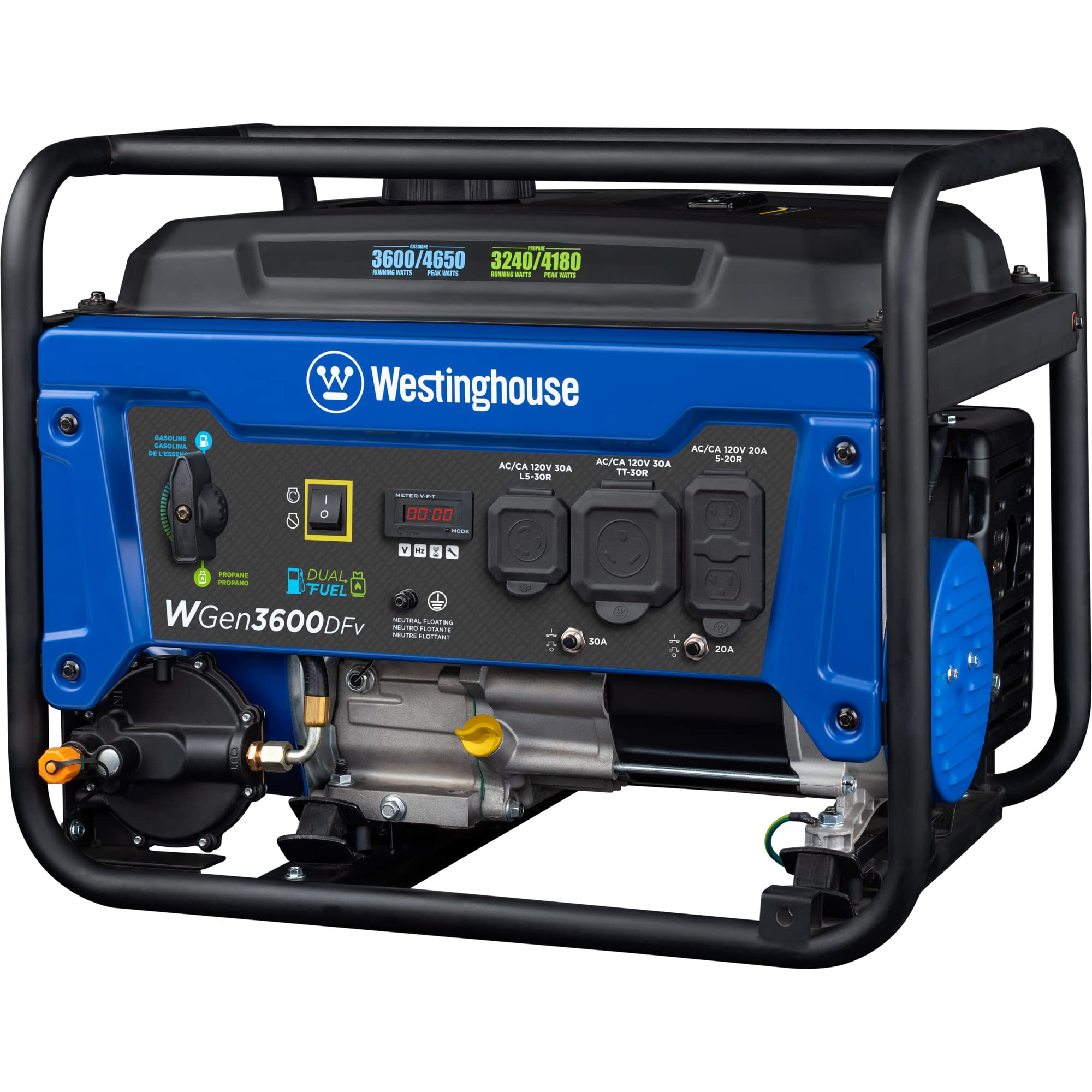 Westinghouse 4650 Peak Watt Portable Generator, RV Ready 30A Outlet, Wheel & Handle Kit, Gas Powered, CO Sensor Gronata