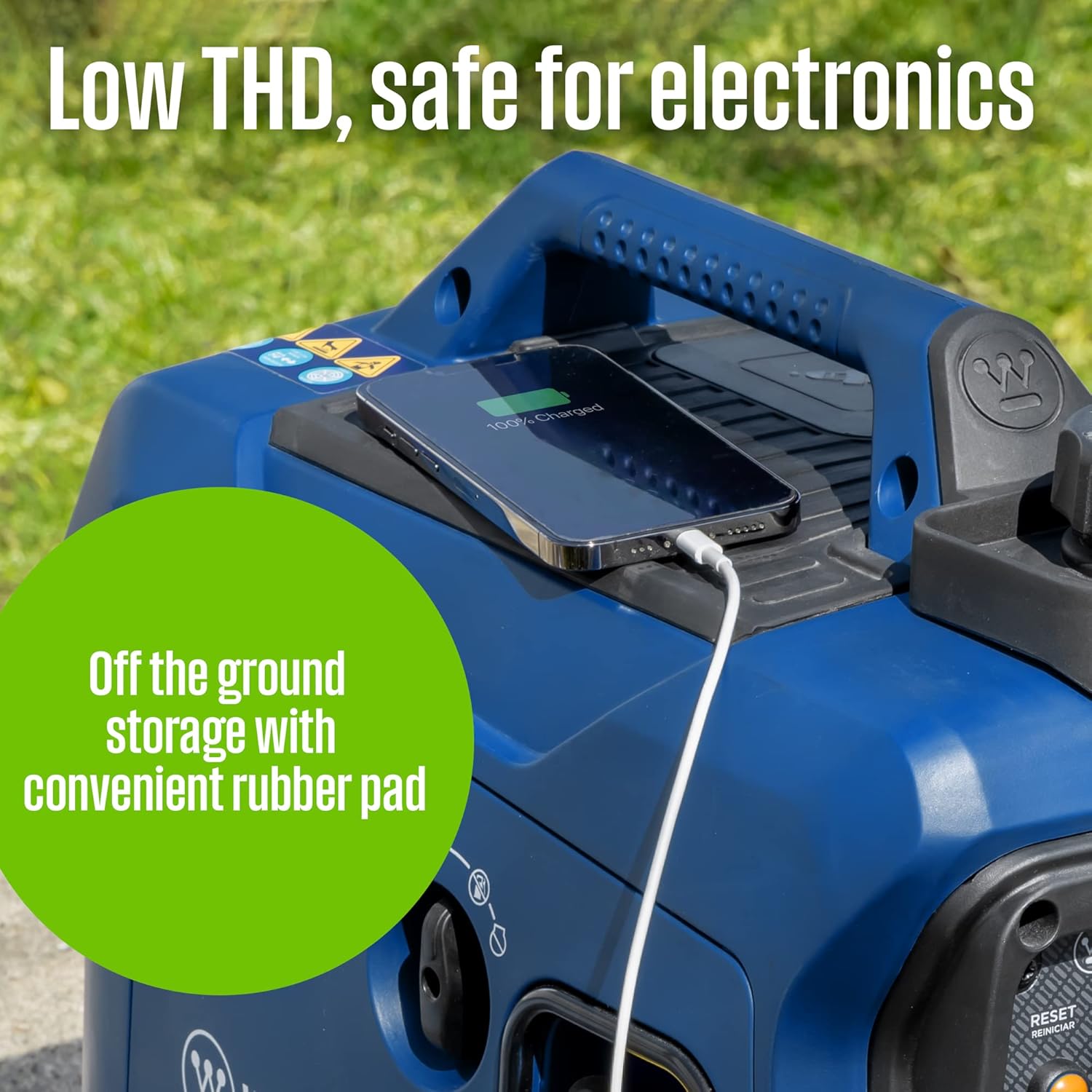 Westinghouse 1500 Peak Watt Super Quiet & Lightweight Portable Inverter Generator, Gas Powered, CO Sensor, Parallel Capable, Long Run Time,Blue Gronata