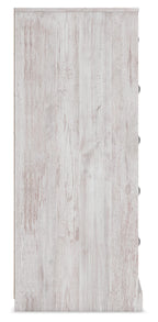 Signature Design by Ashley Shawburn Rustic 5 Drawer Chest of Smooth-Gliding Drawers and Safety Stop, White & Gray Gronata