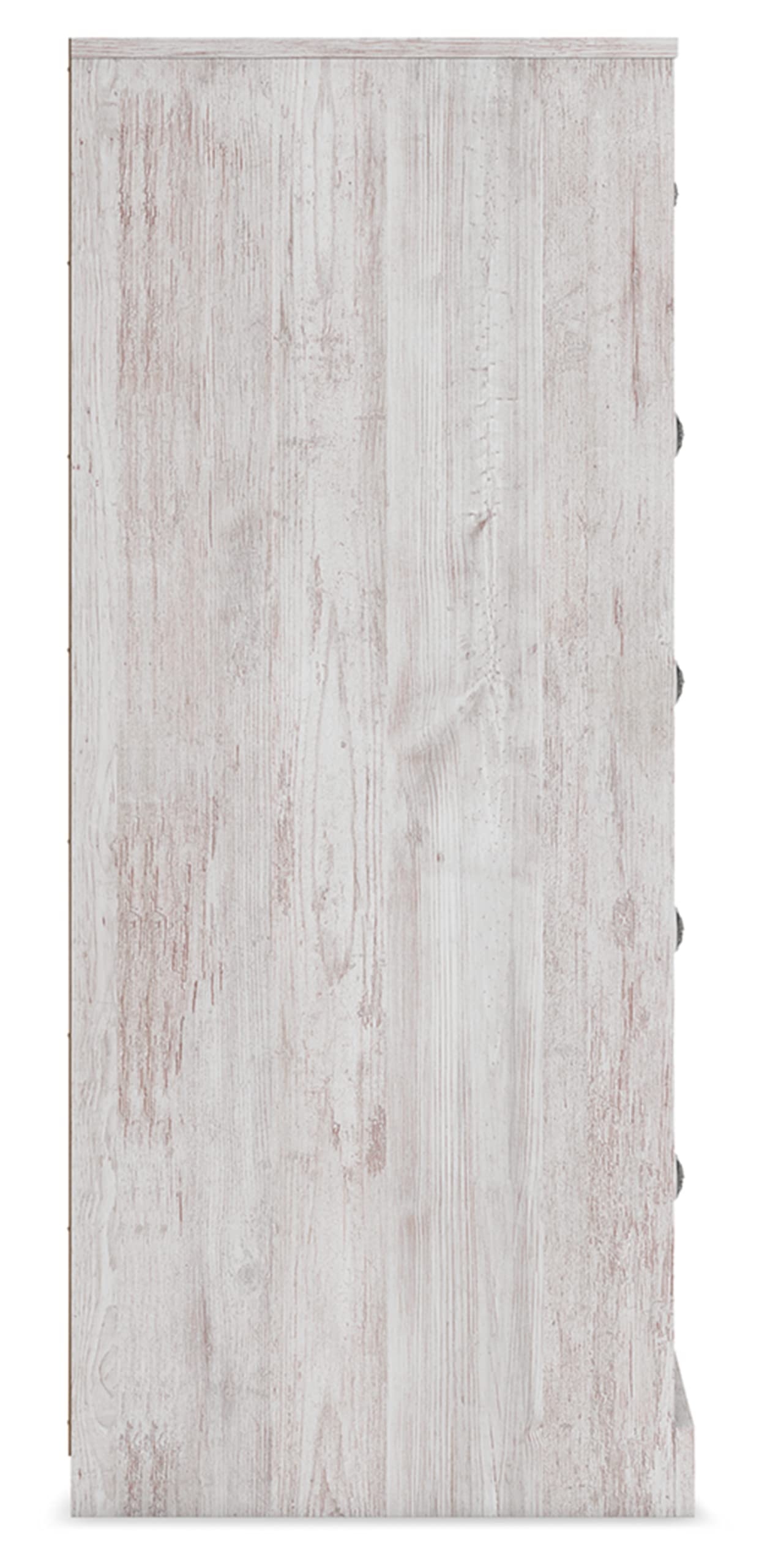 Signature Design by Ashley Shawburn Rustic 5 Drawer Chest of Smooth-Gliding Drawers and Safety Stop, White & Gray Gronata