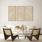 IARTTOP Large Boho Mid-century Modern Wood Wall Art 16x32 Inch Framed Green Abstract Leaf Wooden Wall Decor Bohemian Minimalist Geometric Wall Art Decor for Bedroom Living Room Office Set of 3 Gronata