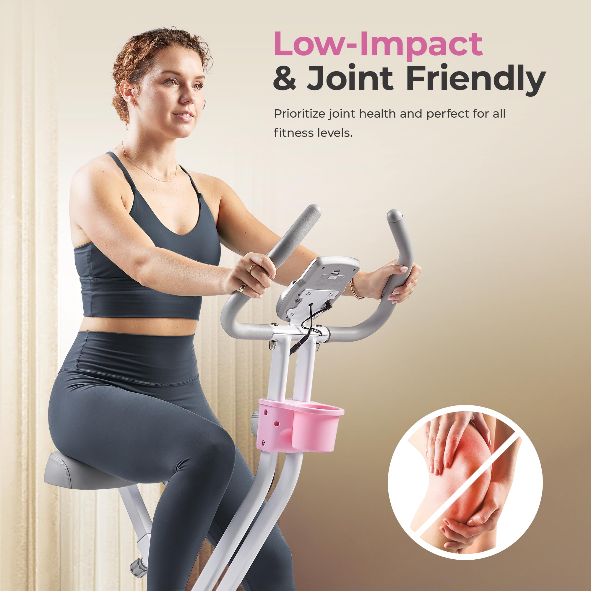 Sunny Health & Fitness Foldable Magnetic Stationary Exercise X-Bike Pro, 300 LB Capacity, Low-Impact, 14-Level Resistance, Ergonomic Support, SunnyFit App Enhanced Connectivity - SF-B223012 Gronata