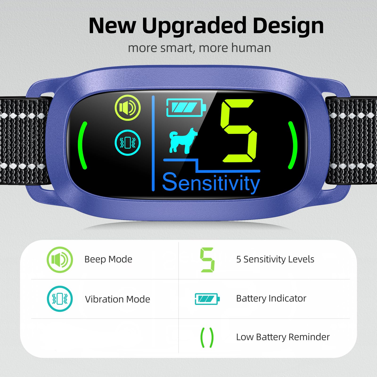 FAFAFROG Dog Bark Collar, Rechargeable Smart Collar, Anti Barking Training Collar with 5 Adjustable Sensitivity Beep Vibration, Bark Collar for Large Medium Small Dogs (Black) Gronata