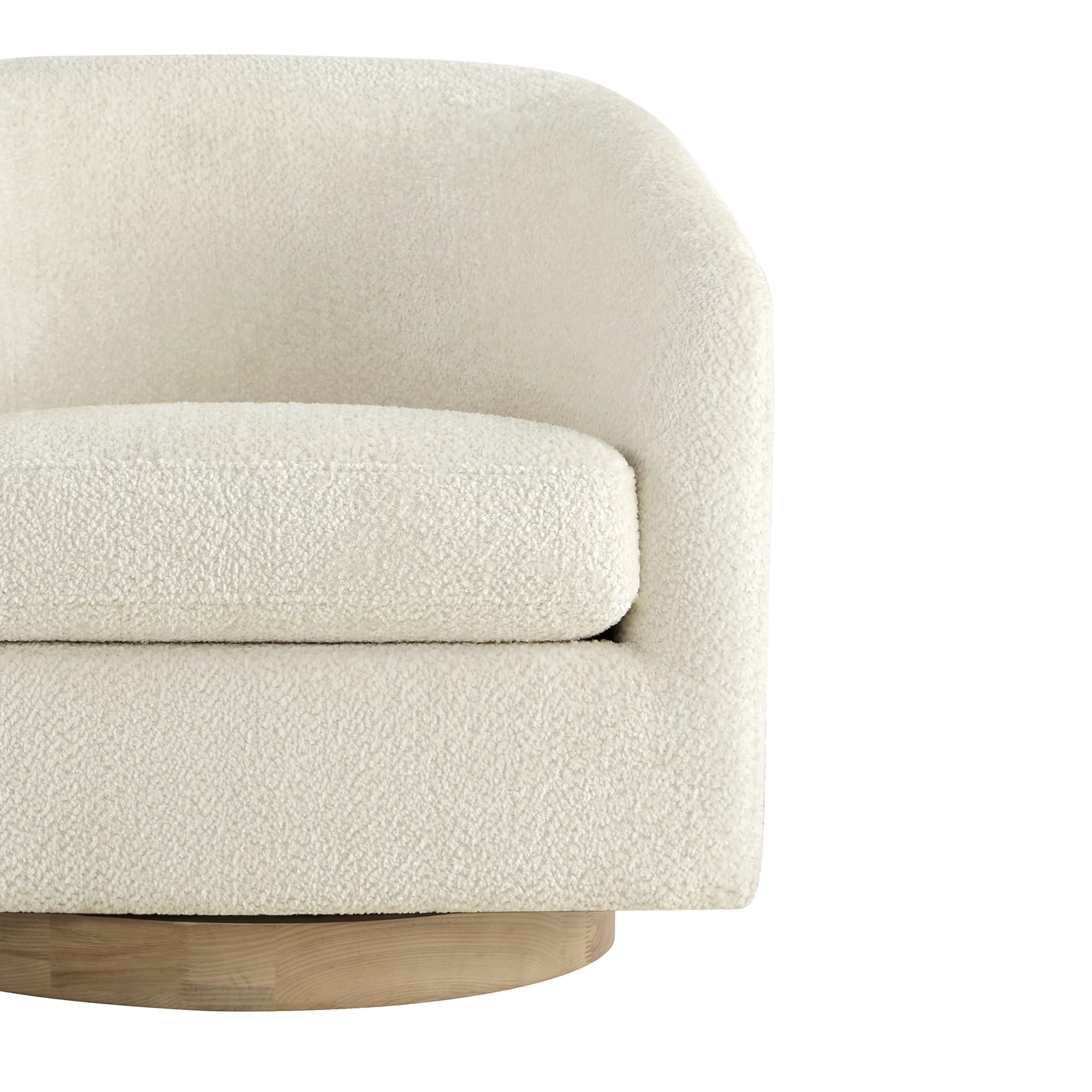 CHITA Swivel Accent Chair, Fully Assembled Fabric Barrel Armchair with FSC Certified Upholstered for Living Room, Bedroom and Office, Cream Gronata