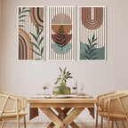 IARTTOP Large Boho Mid-century Modern Wood Wall Art 16x32 Inch Framed Green Abstract Leaf Wooden Wall Decor Bohemian Minimalist Geometric Wall Art Decor for Bedroom Living Room Office Set of 3 Gronata
