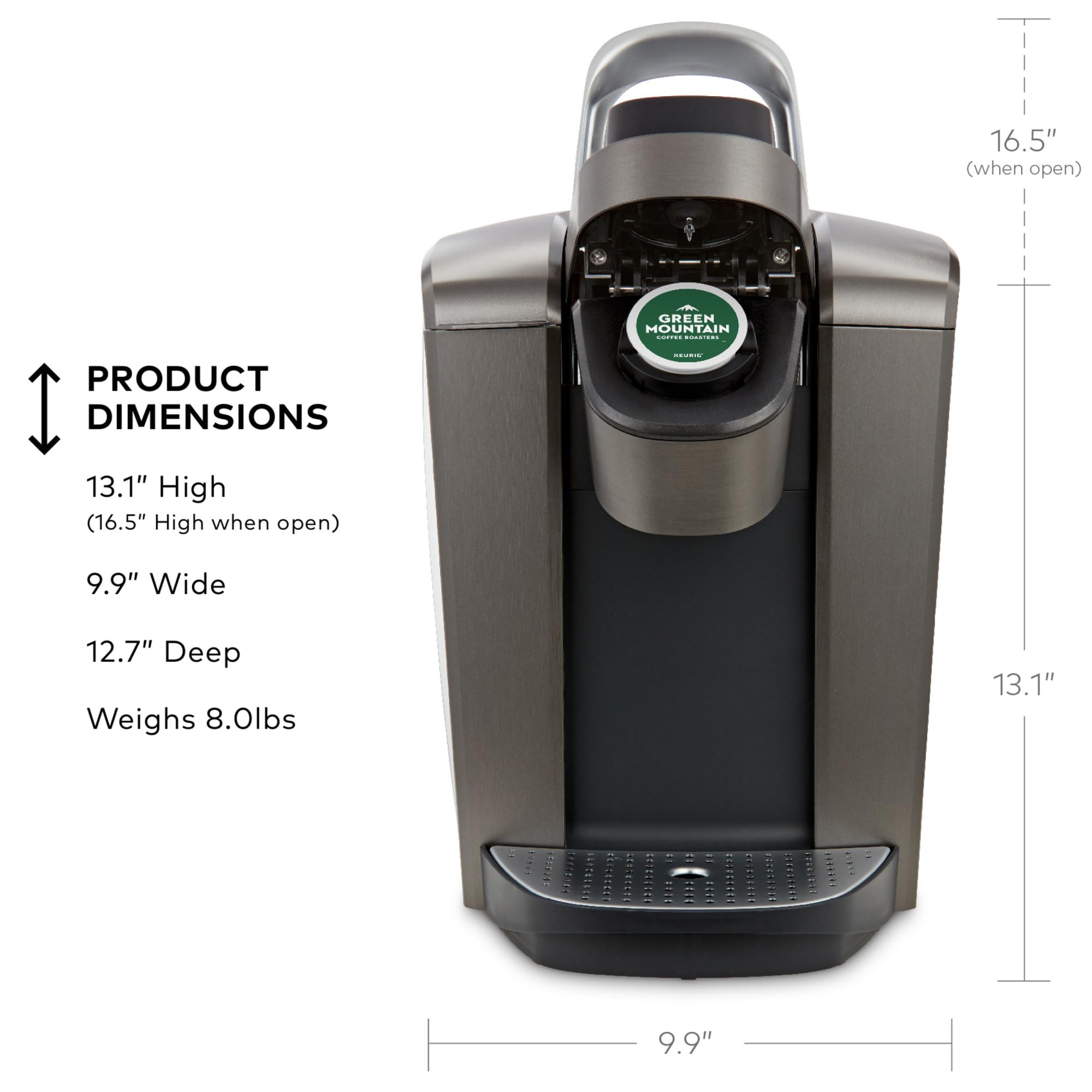 Keurig K-Elite Single Serve K-Cup Pod Coffee Maker, with Strength and Temperature Control, Iced Coffee Capability, 8 to 12oz Brew Size, Programmable, Brushed Slate Gronata