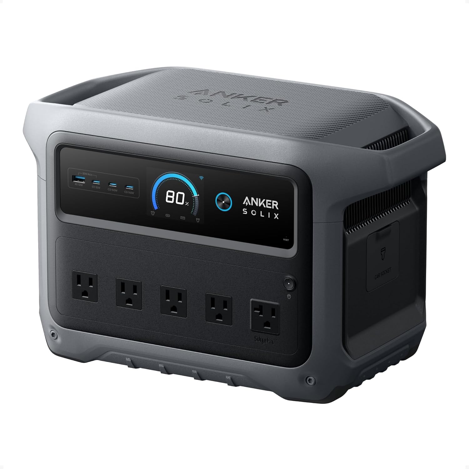 Anker SOLIX C1000 Gen 2 Portable Power Station, 2,000W (Peak 3,000W) Solar Generator, Full Charge in 49 Min, 1,024Wh LiFePO4 Battery for Home Backup, Power Outages, and Camping (Optional Solar Panel) Gronata