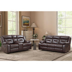 EBELLO Faux Leather Recliner Sofa Furniture Set for Living Room, 2 Recliner Chairs, 3 Seat Reclining Sofa Couch Set for Meeting Room, Brown Gronata