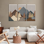 IARTTOP Large Boho Mid-century Modern Wood Wall Art 16x32 Inch Framed Green Abstract Leaf Wooden Wall Decor Bohemian Minimalist Geometric Wall Art Decor for Bedroom Living Room Office Set of 3 Gronata