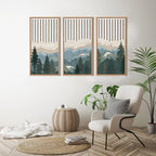 IARTTOP Large Boho Mid-century Modern Wood Wall Art 16x32 Inch Framed Green Abstract Leaf Wooden Wall Decor Bohemian Minimalist Geometric Wall Art Decor for Bedroom Living Room Office Set of 3 Gronata