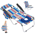 DoCred Heavy Duty Chaise Lounge Chair, Adjustable 5-Position Folding Chaise Lounge Chairs for Outside, Portable Lay Flat Beach Lounge Chair for Outdoor Sunbathing Beach Pool Lawn Camping Gronata