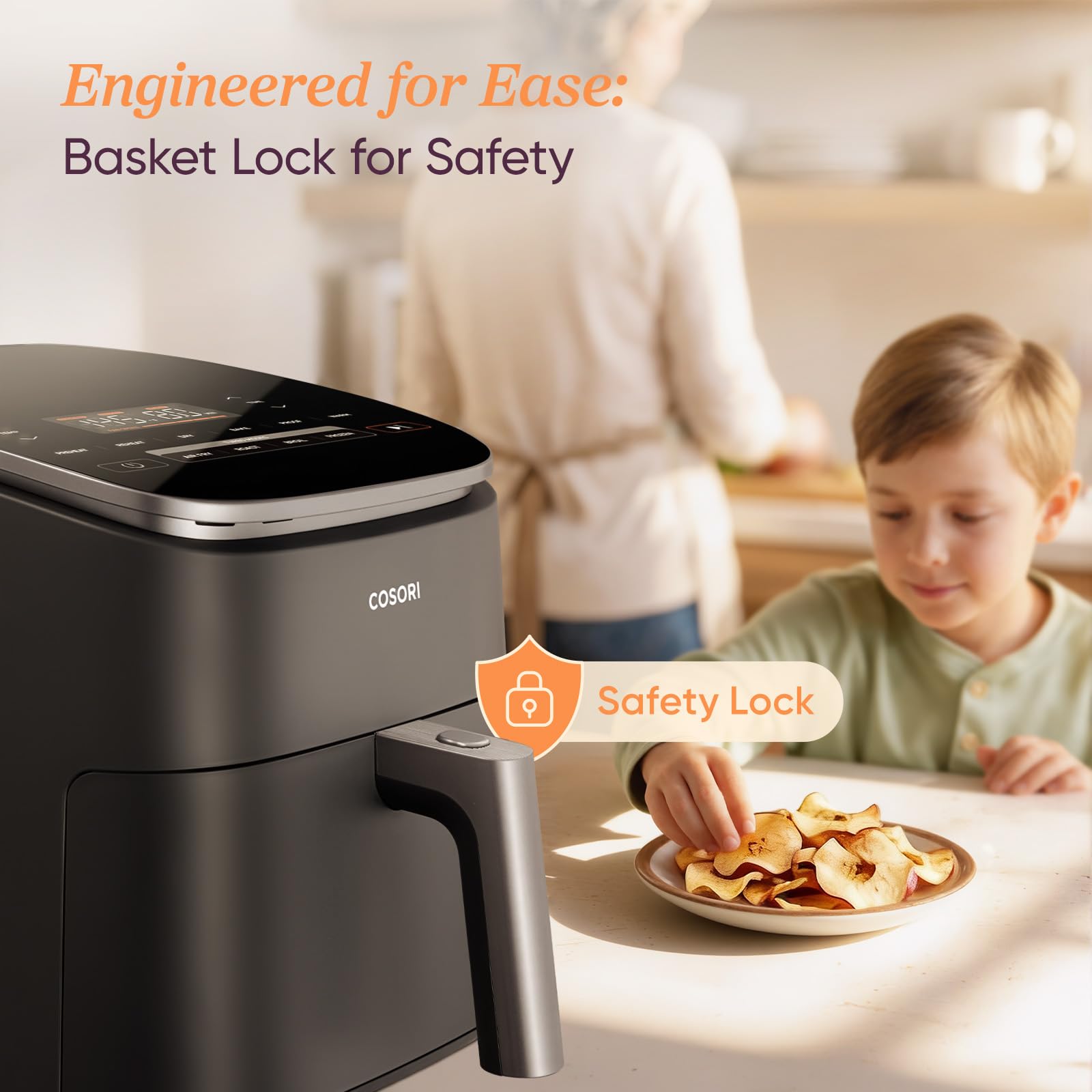 Cosori 9-in-1 TurboBlaze Air Fryer 6 Qt, PFAS-Free Ceramic Coating, 90°–450°F, Precise Heating for Even Results, Air Fry, Roast, Bake, Broil, Dry, Frozen, Proof, Reheat, Keep Warm, 120V, Dark Gray Gronata