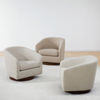 CHITA Swivel Accent Chair, Fully Assembled Fabric Barrel Armchair with FSC Certified Upholstered for Living Room, Bedroom and Office, Cream Gronata