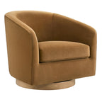 CHITA Swivel Accent Chair, Fully Assembled Fabric Barrel Armchair with FSC Certified Upholstered for Living Room, Bedroom and Office, Cream Gronata