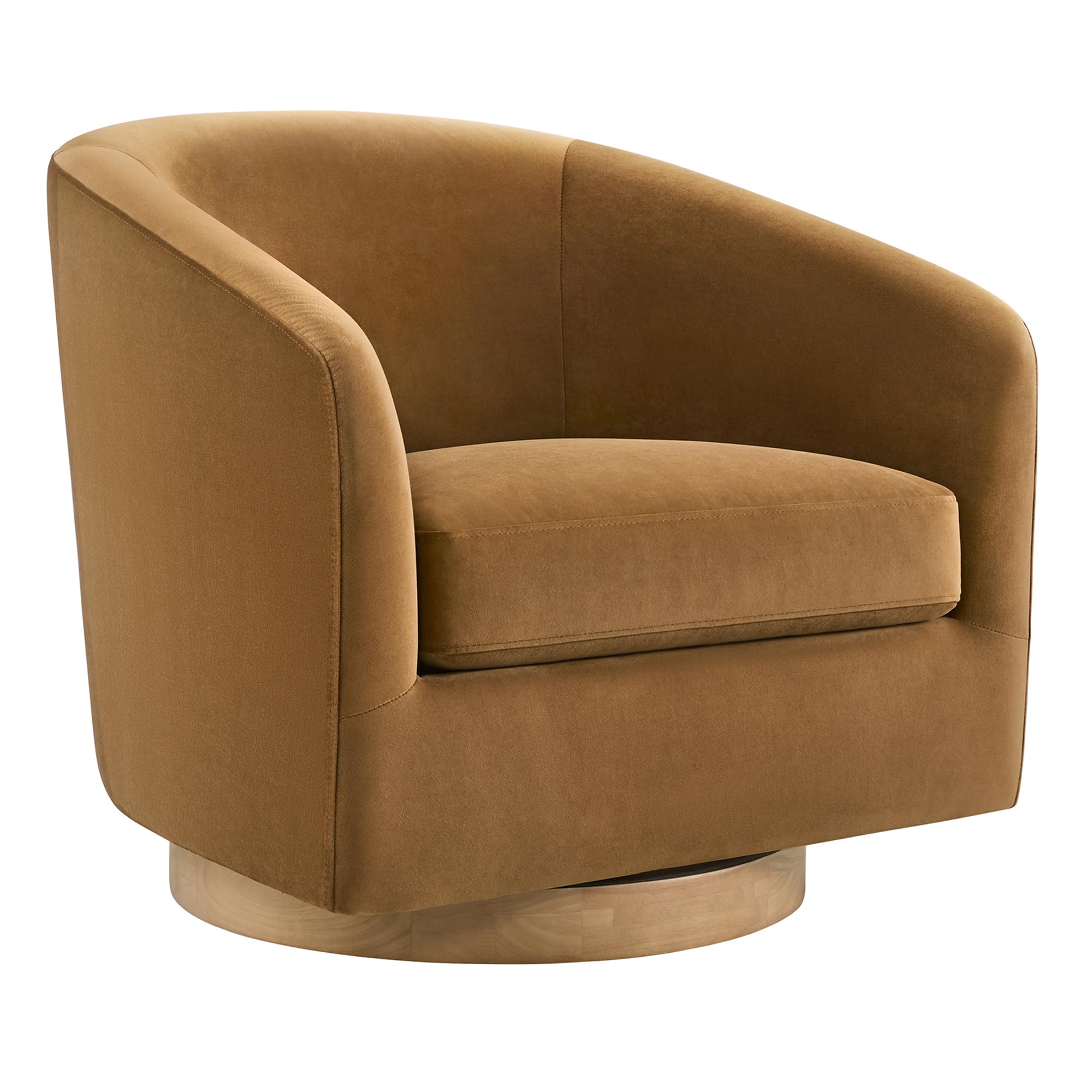 CHITA Swivel Accent Chair, Fully Assembled Fabric Barrel Armchair with FSC Certified Upholstered for Living Room, Bedroom and Office, Cream Gronata