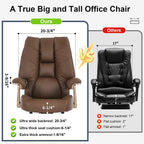 EXCEBET Big and Tall Executive Office Chair with Footrest, 400LBS Capacity Ergonomic High-Back Desk Office Chair with Lumbar Support, Padded Armrests & Thick Cushion, White PU Leather Chairs Gronata