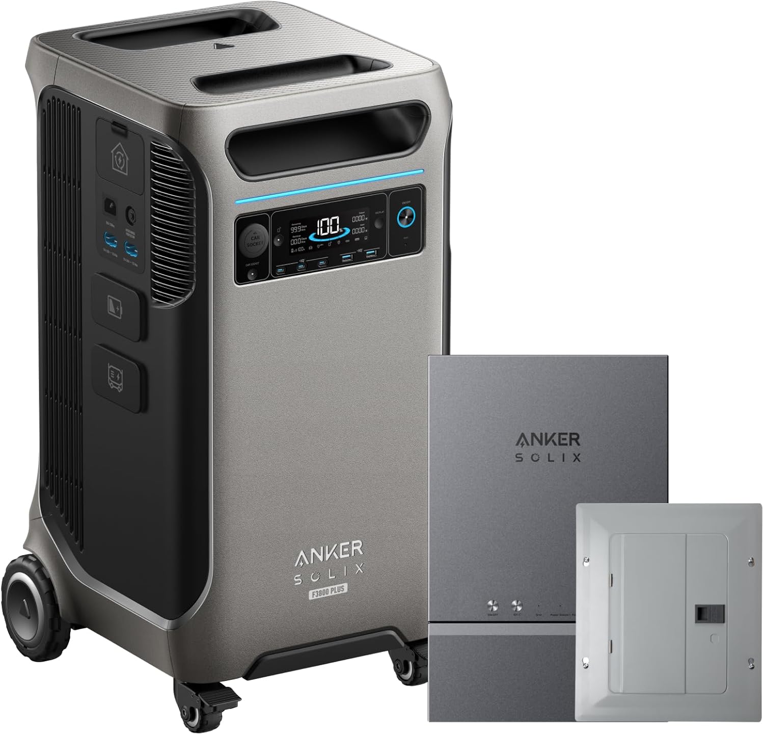 Anker SOLIX F3800 Plus Portable Power Station with Home Power Panel, 3840Wh, 6000W AC Output, 120V/240V, Generators for Home Use, Instant Backup, Works with Generator, For Power Outage and Emergencies Gronata