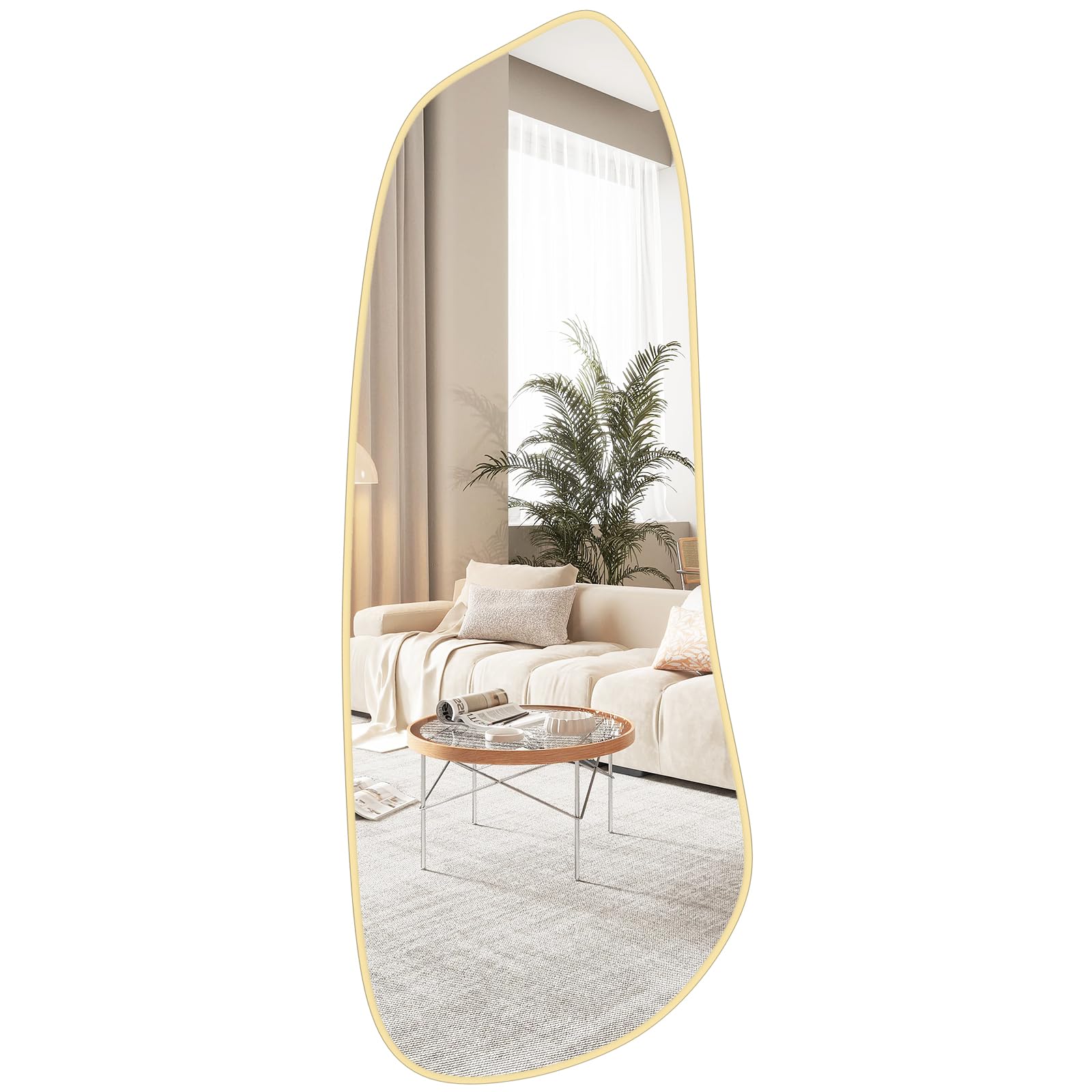 WallBeyond Asymmetrical Mirror, Irregular Mirror Full Length, Boho Wall Mirrors Decorative for Bedroom Living Room Entryway Hall, Mid Century Modern Decor 48" H x 22" W Gronata