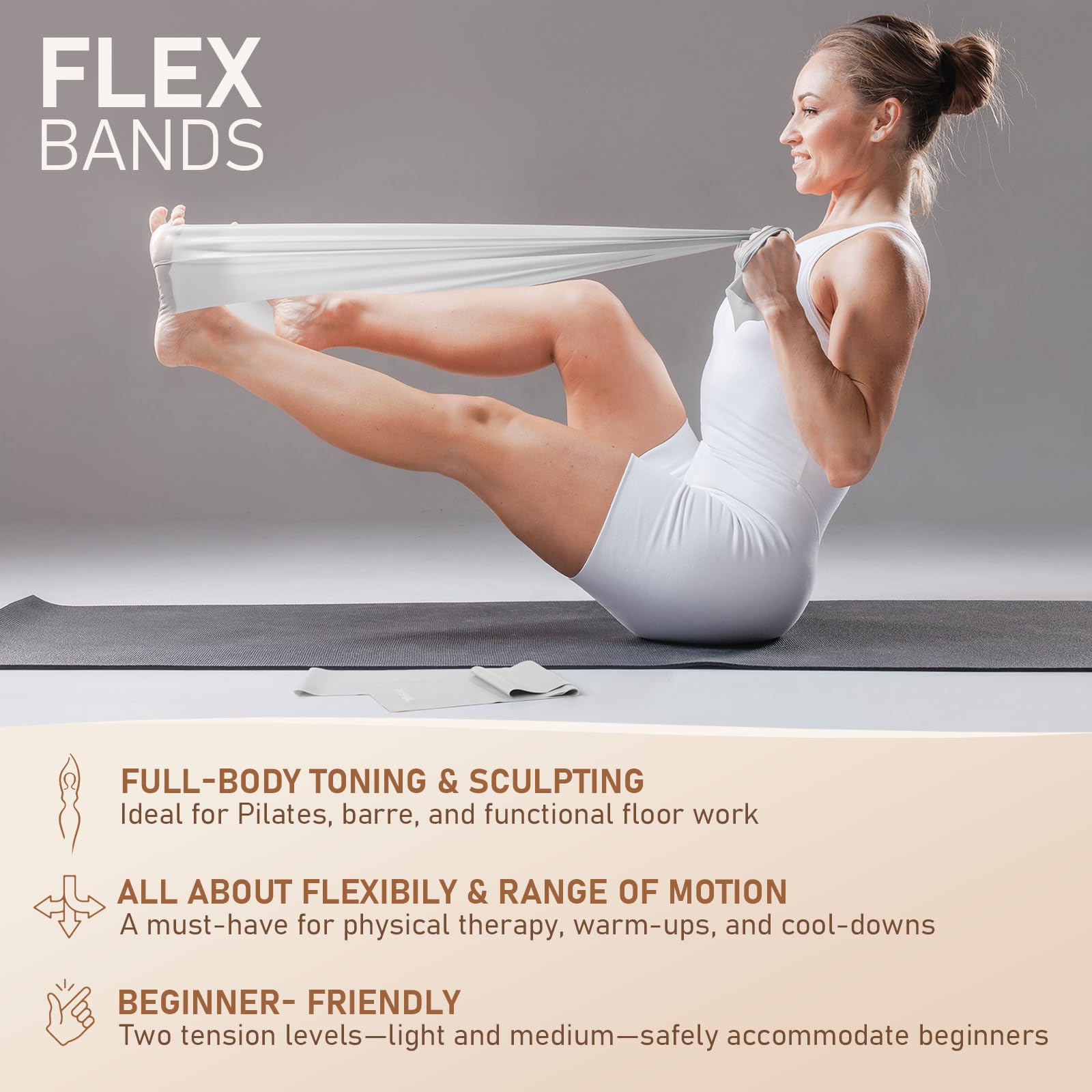 PhysKcal Pilates Ring Set, Magic Ring with 1x Core Ball, 3X Resistant Loop and 2X Flex Band, Pilates on Mat Essential Kit (Nude) Gronata