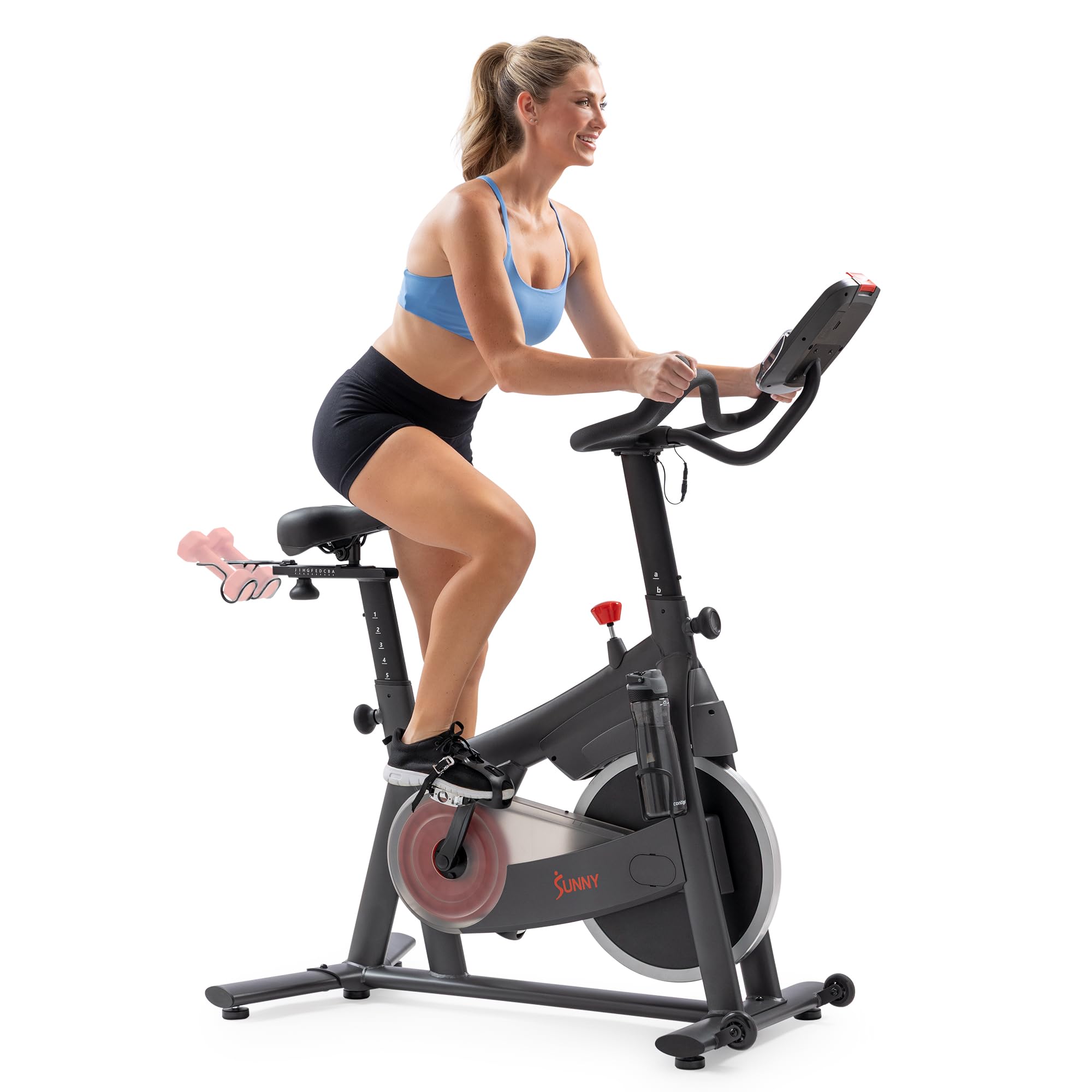 Sunny Health & Fitness Nova Smart Indoor Cycling Bike – Magnetic Resistance Exercise Bike with SunnyFit App, Quiet Belt Drive & Compact Home Cardio Bike for Beginners Gronata