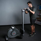Sunny Health & Fitness Flip & Foldable Rowing Machine for Home w/Extended Slide Rail, Full-Body Workout, Low-Impact, Optional Extra Long Rail, Quiet Rail Cover, Water Motion and Free SunnyFit App Gronata