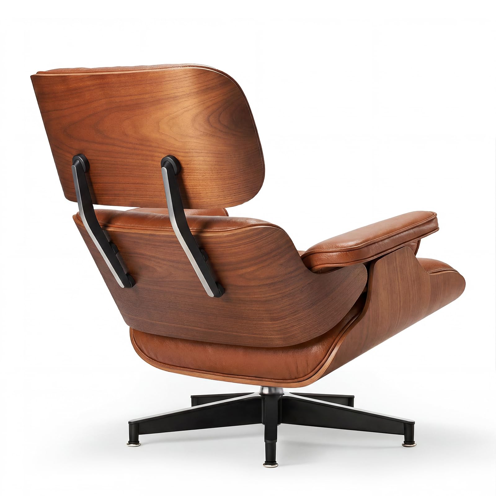 Asukale Top Grain Leather, Mid Century Chaise Lounge Chair and Ottoman, Modern Chair Classic Design, Heavy Duty Base Support for Living Room Study Lounge Office, Palisander-White Gronata