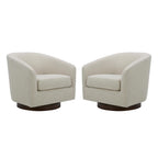 CHITA Swivel Accent Chair, Fully Assembled Fabric Barrel Armchair with FSC Certified Upholstered for Living Room, Bedroom and Office, Cream Gronata