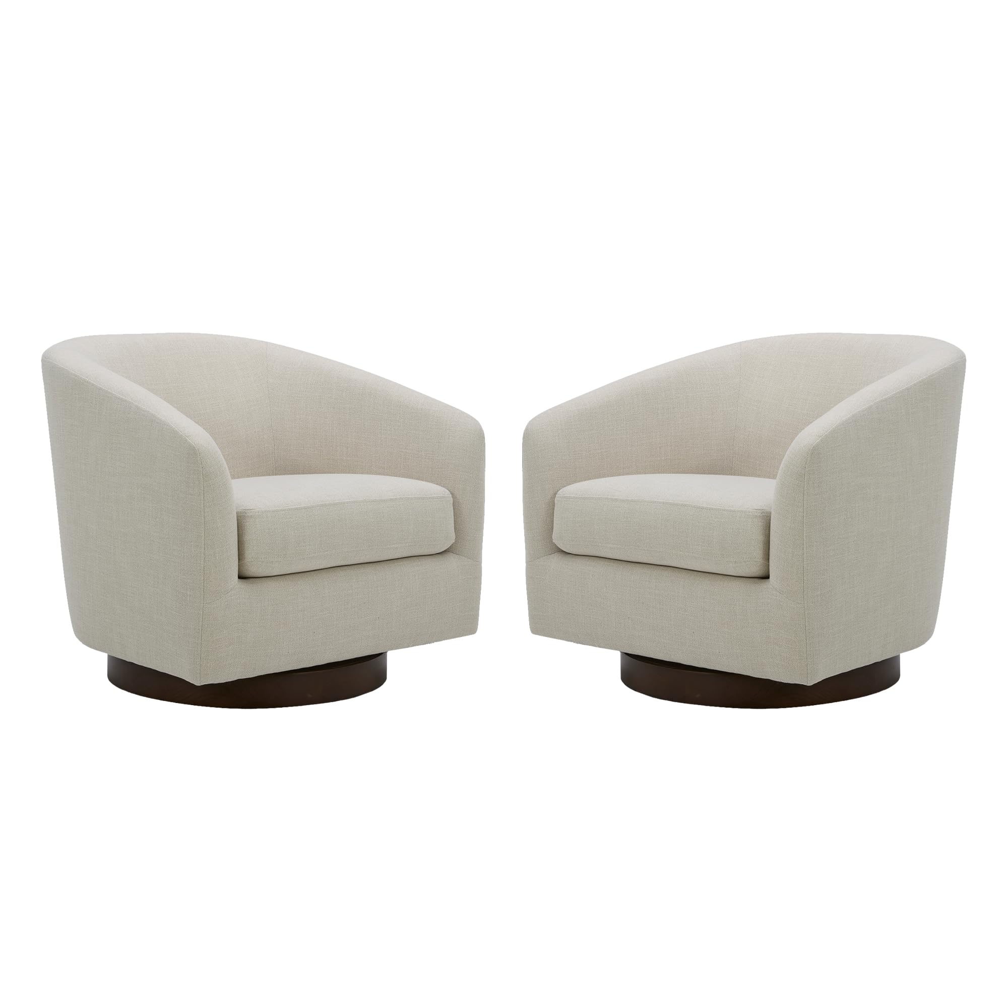 CHITA Swivel Accent Chair, Fully Assembled Fabric Barrel Armchair with FSC Certified Upholstered for Living Room, Bedroom and Office, Cream Gronata