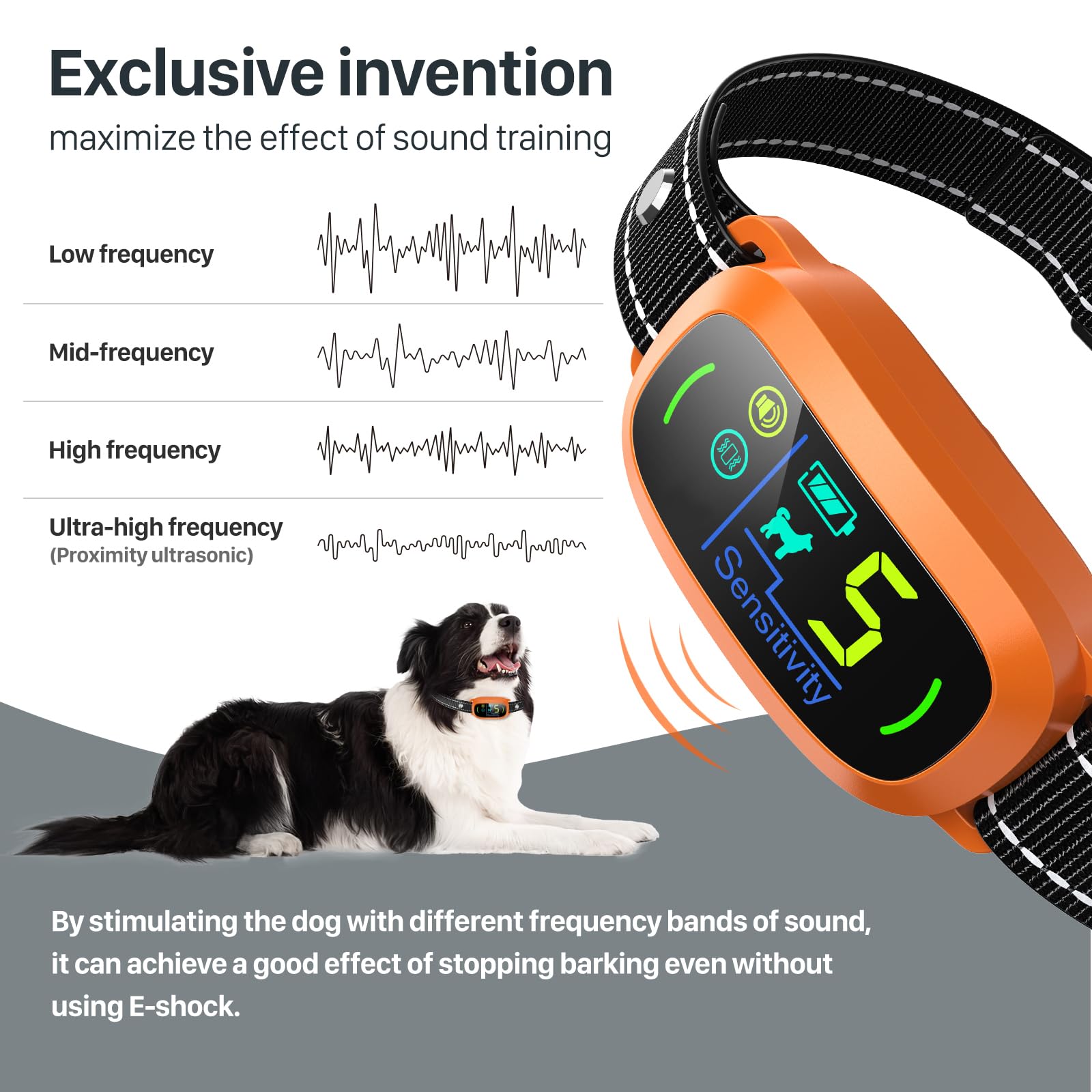 FAFAFROG Dog Bark Collar, Rechargeable Smart Collar, Anti Barking Training Collar with 5 Adjustable Sensitivity Beep Vibration, Bark Collar for Large Medium Small Dogs (Black) Gronata