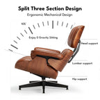 Asukale Top Grain Leather, Mid Century Chaise Lounge Chair and Ottoman, Modern Chair Classic Design, Heavy Duty Base Support for Living Room Study Lounge Office, Palisander-White Gronata