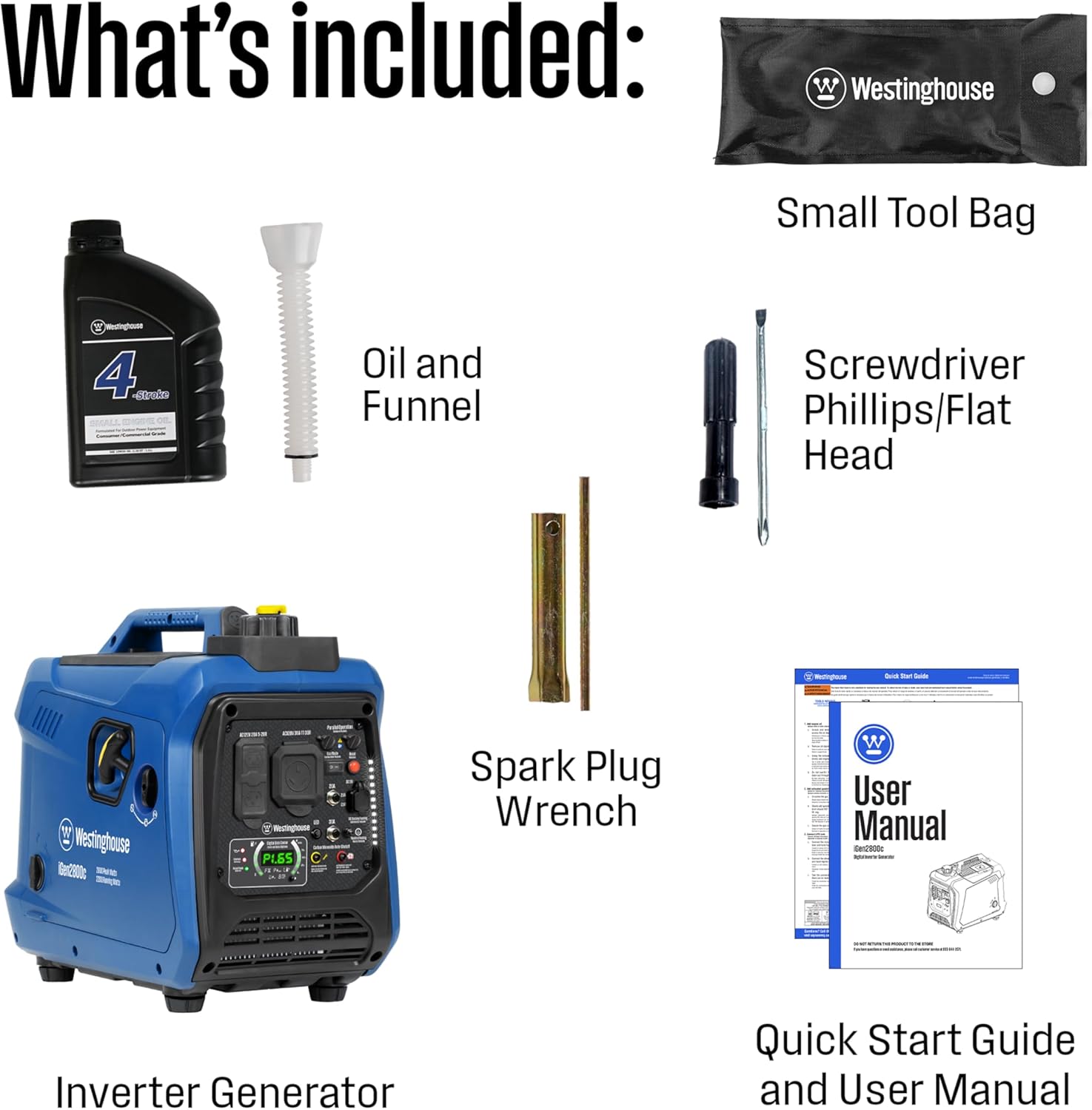 Westinghouse 2800 Peak Watt Super Quiet & Lightweight Portable Inverter Generator, Gas Powered, CO Sensor, Parallel Capable, Long Run Time Gronata