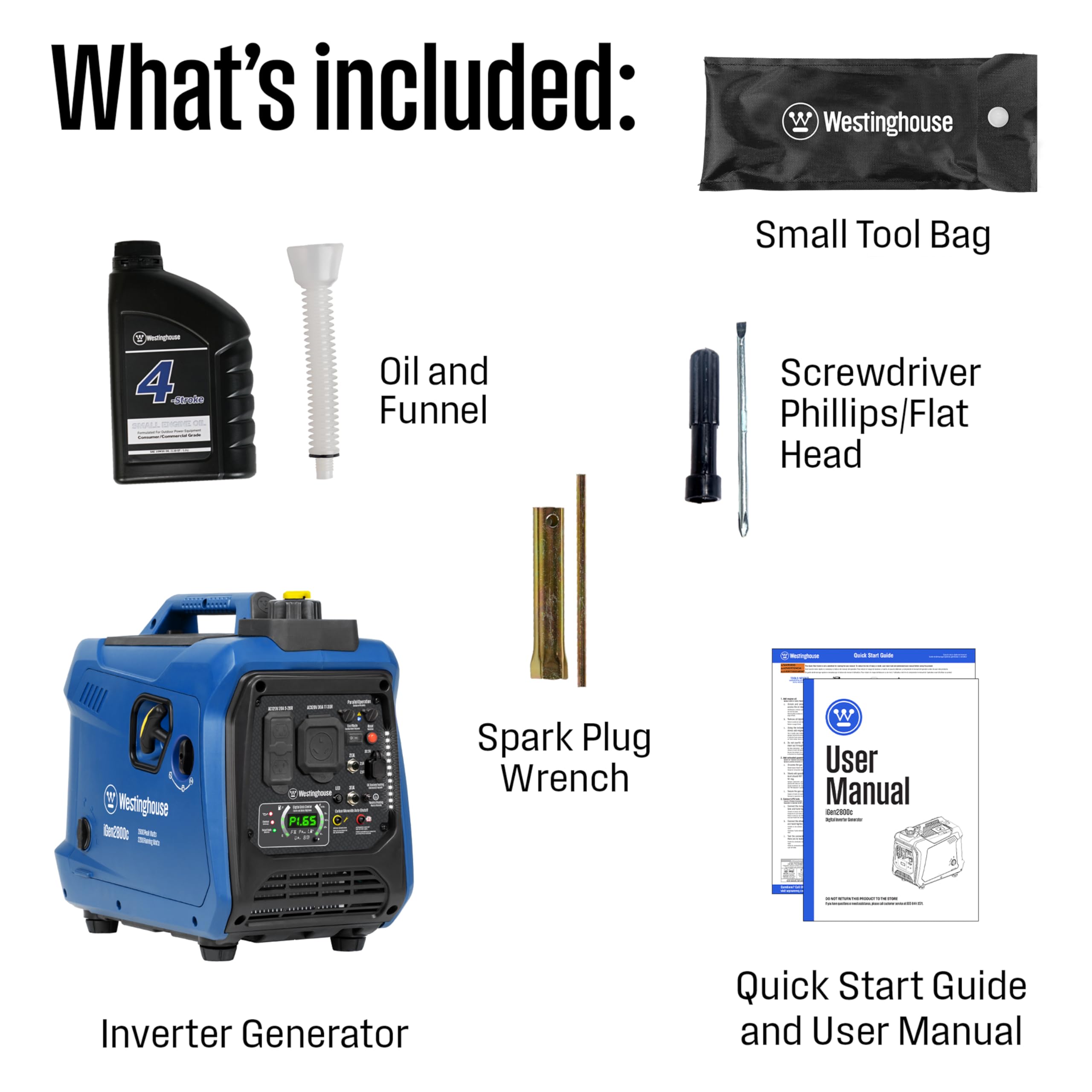 Westinghouse 1500 Peak Watt Super Quiet & Lightweight Portable Inverter Generator, Gas Powered, CO Sensor, Parallel Capable, Long Run Time,Blue Gronata