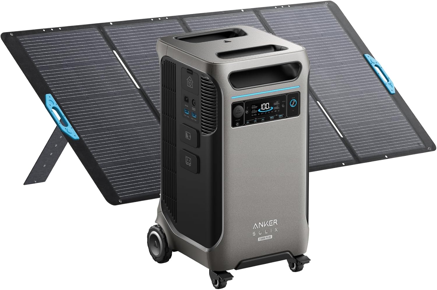 Anker SOLIX F3800 Plus Portable Power Station (Upgraded Version) with 400W Solar Panel, 3840Wh, 3,200W Solar Input, Generators for Home Use, Works with Generator, For Power Outages, and Emergencies Gronata