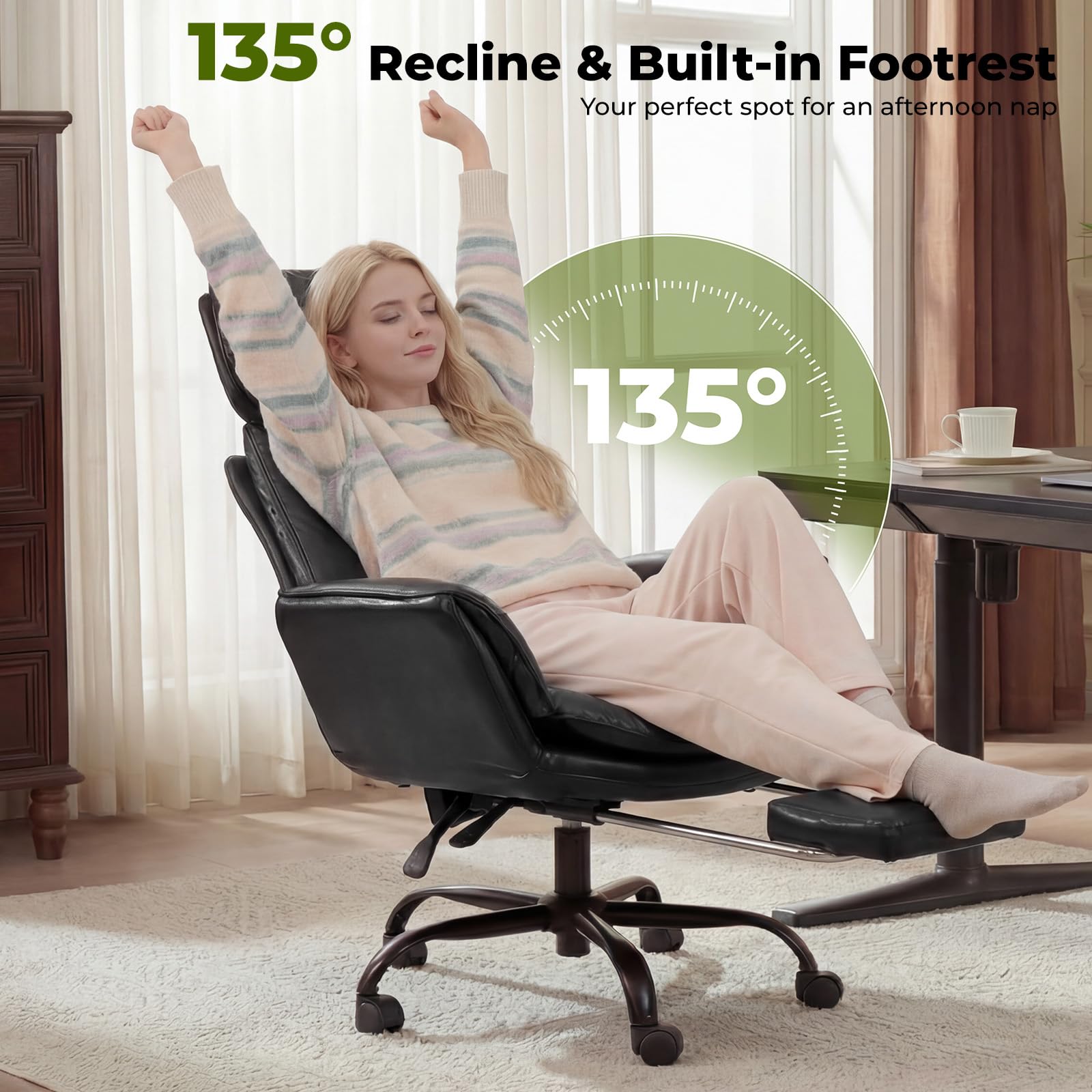 HOMRELEXA Criss Cross Office Chair with Armrests & Wheels, Comfy Velvet Vanity Chair, Ergonomic Executive Gaming Computer Chairs with Foot Rest, Wide Seat Reclining Desk Chair, White Gronata