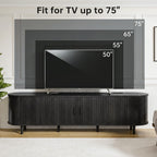 OneBlis 70" Mid Century Modern TV Stand, Wood TV Consoles with Sliding Doors and Power Outlet, Entertainment Center with Adjustable Shelves, Fluted TV Stands for Living Room, Walnut Gronata