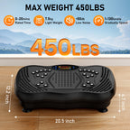 GLYLF Vibration Plate Exercise Machine, 130 Levels Full Body Workout Vibrating Plate for Lymphatic Drainage Weight Loss, 450 Lbs Capacity Shake Platform with Resistance Bands Bluetooth for Women Men Gronata