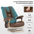 EXCEBET Big and Tall Executive Office Chair with Footrest, 400LBS Capacity Ergonomic High-Back Desk Office Chair with Lumbar Support, Padded Armrests & Thick Cushion, White PU Leather Chairs Gronata