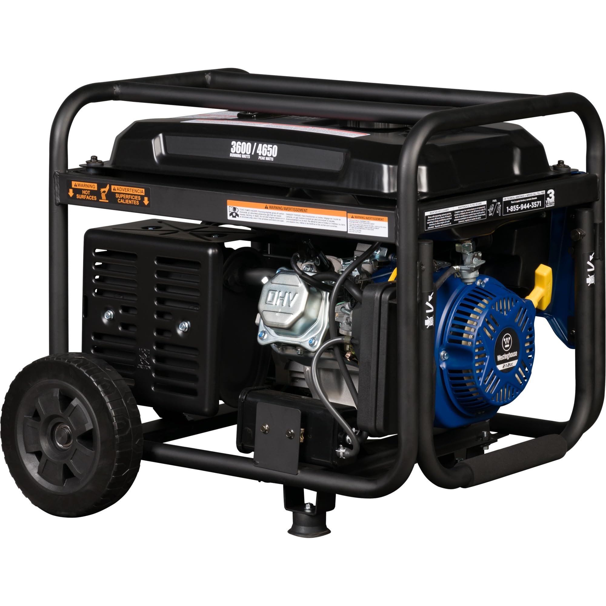 Westinghouse 4650 Peak Watt Portable Generator, RV Ready 30A Outlet, Wheel & Handle Kit, Gas Powered, CO Sensor Gronata